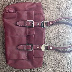 Tignanello Red Shoulder Bag with Structured Design and Double Handles